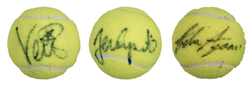 Lot of (3) Signed Tennis Balls - Williams, Agassi, Capriati (Beckett PreCert)